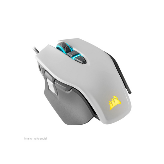 Mouse óptico Corsair M65 RGB Elite FPS Gaming, 18 000 dpi, USB, 9 botones, blanco.