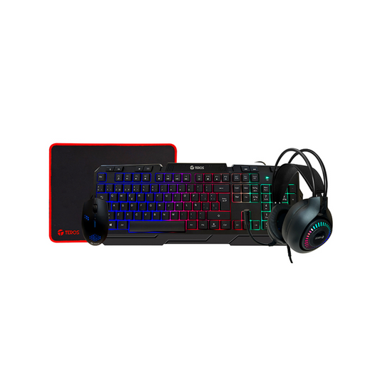 Combo Teros TE-4063N Teclado Multimedia Mouse Headset Mouse Pad