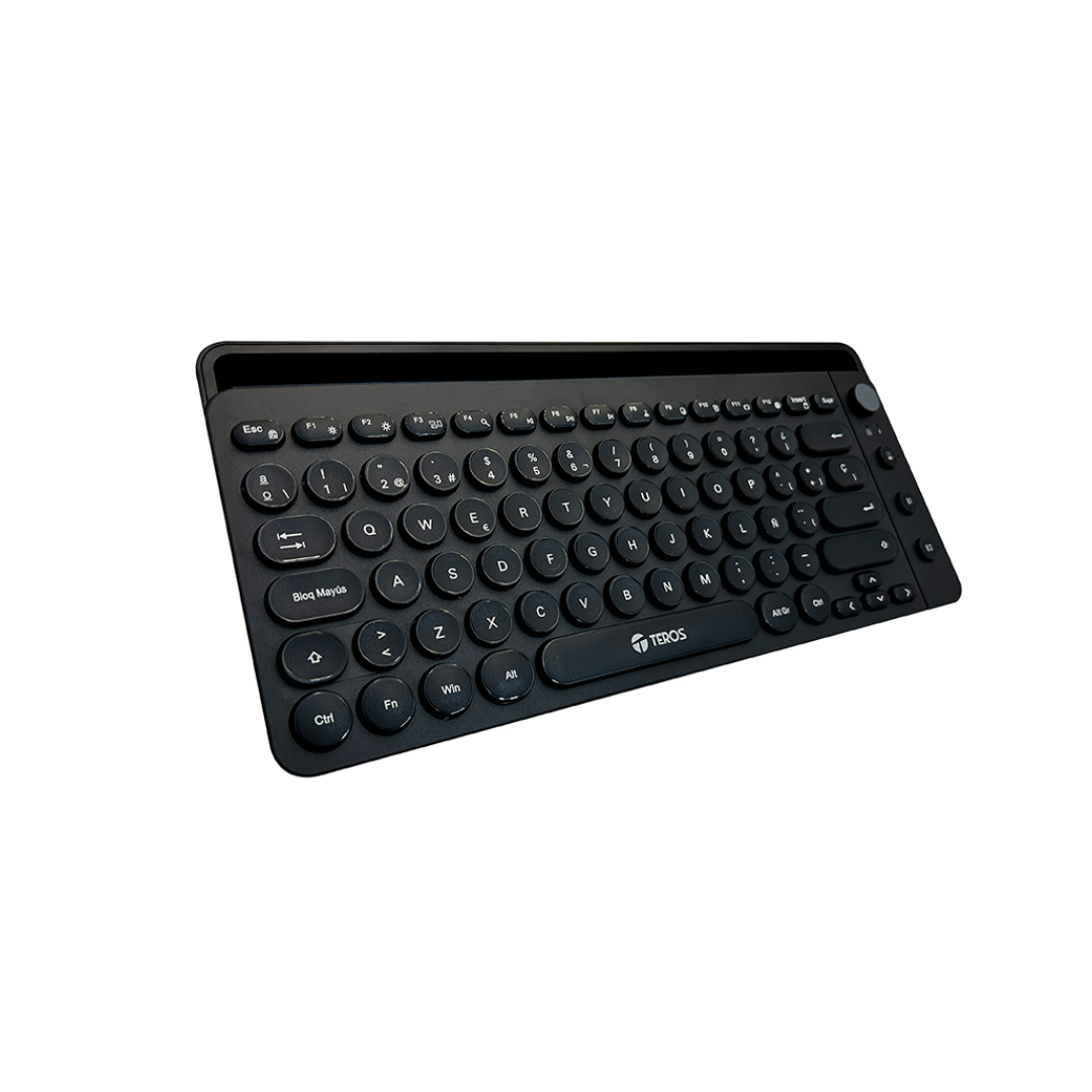 Teclado, Teros, TE-4064, Inalámbrico, 2.4GHZ + BT 3.0 + BT 5.2, 80 Teclas, Negro