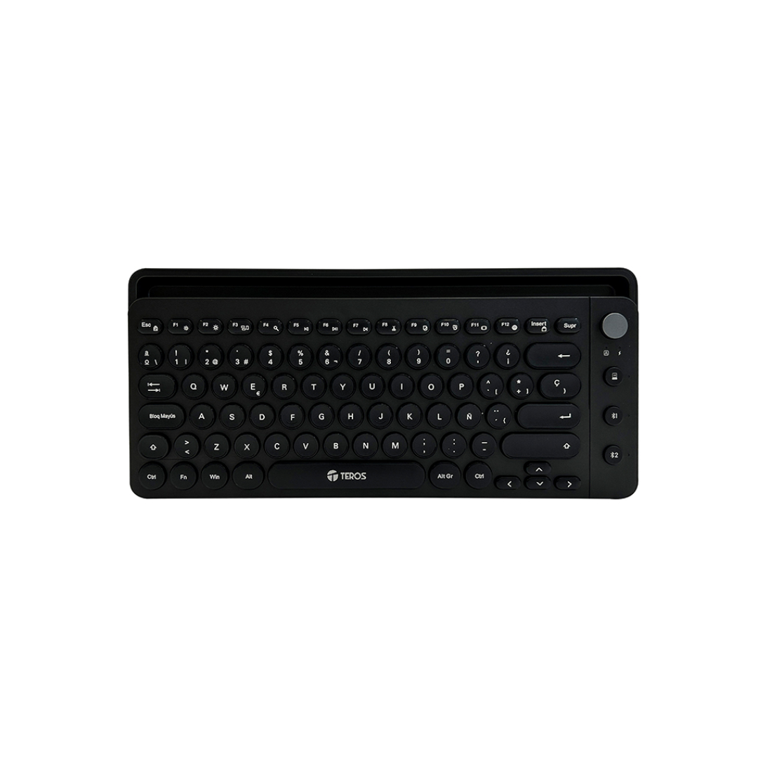 Teclado, Teros, TE-4064, Inalámbrico, 2.4GHZ + BT 3.0 + BT 5.2, 80 Teclas, Negro