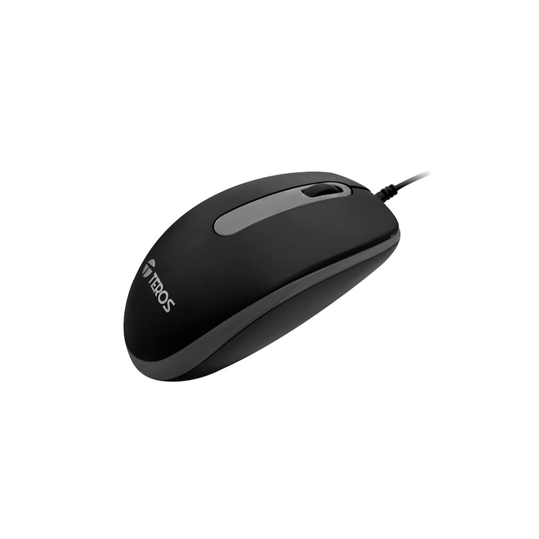 Mouse óptico Teros TE-1220S 1000dpi USB 3 botones COLOR PLOMO/NEGRO