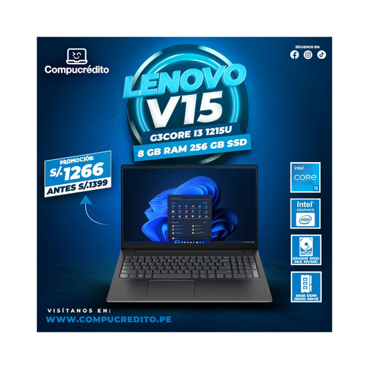 LENOVO V15 G3 IAP CORE I3-1215U 15.6" 8GB RAM 256GB M.2 SSD